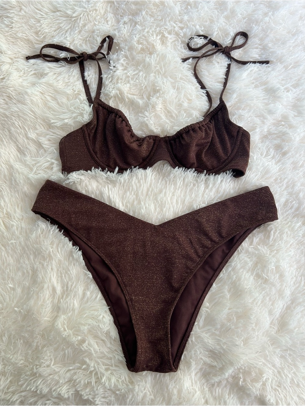 Abercrombie & Fitch Shimmer Brown Bikini Set Top M Bottoms L